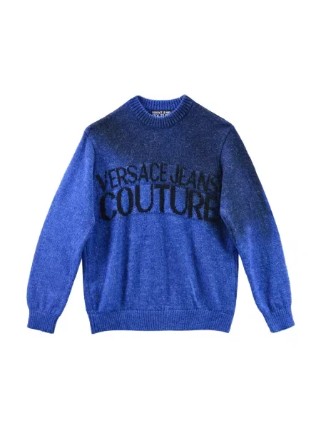 Sweter Versace Jeans Couture z autografem niebieski