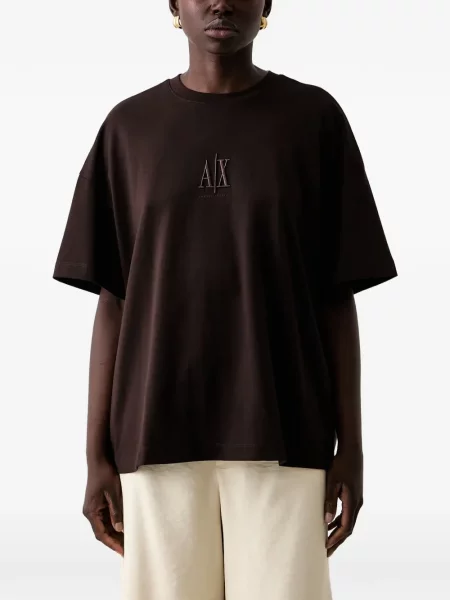 Tricou Armani Exchange cu broderie maro