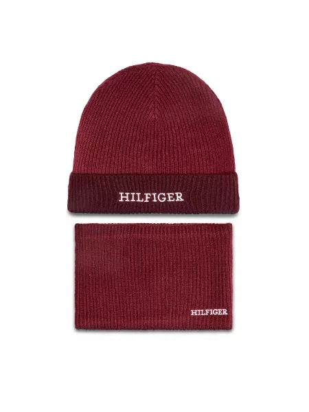 Otroški komplet kapa in šal tuba Tommy Hilfiger rdeča