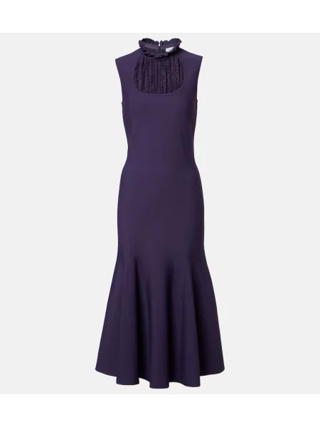 Rochie midi Mcqueen cu volane din dantelă până la genunchi violet
