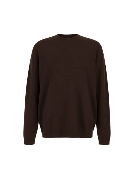 Krótki sweter z golfem Low Brand wełniany brązowy