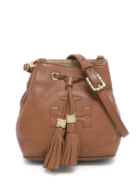 Șnur de strângere geantă bucket Tory Burch maro