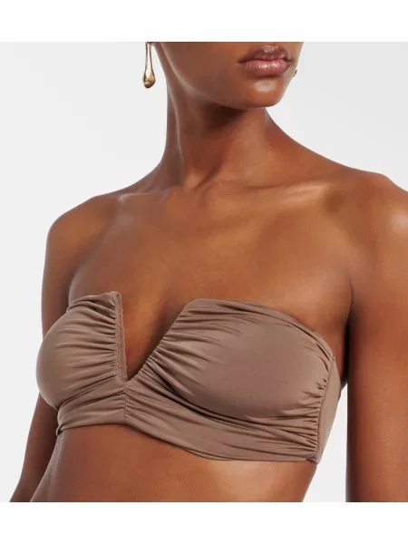 Top Jade Swim cu volane maro