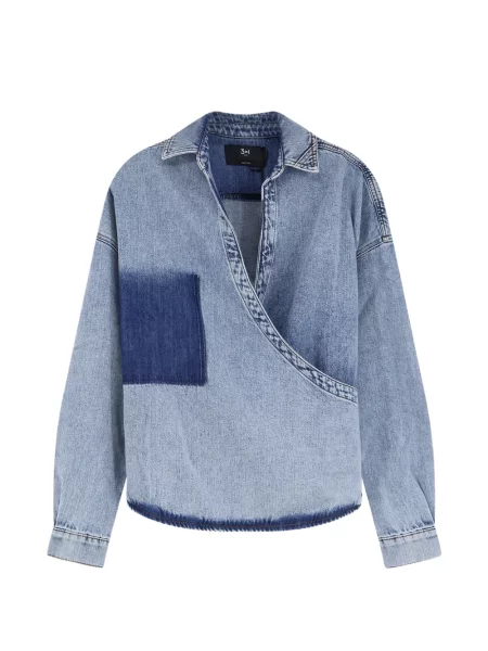 Kołnierzykowy bluzka 3x1 niebieska