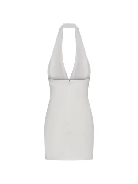 Rochie mini David Koma cu model floral cu gât halter alb