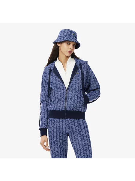 Lacoste Bluza Z Żakardowym Monogramem niebieska