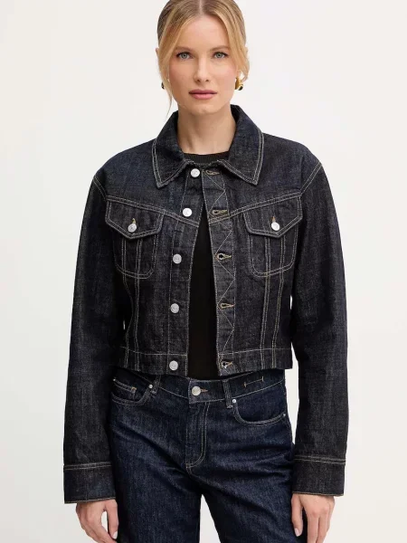 Victoria Beckham geaca jeans marin de tranzitie albastru