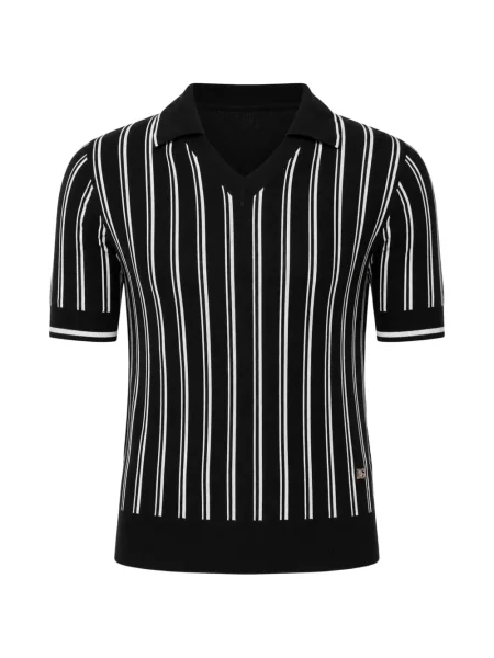 Tricou Dolce & Gabbana cu dungi cu decolteu în V negru