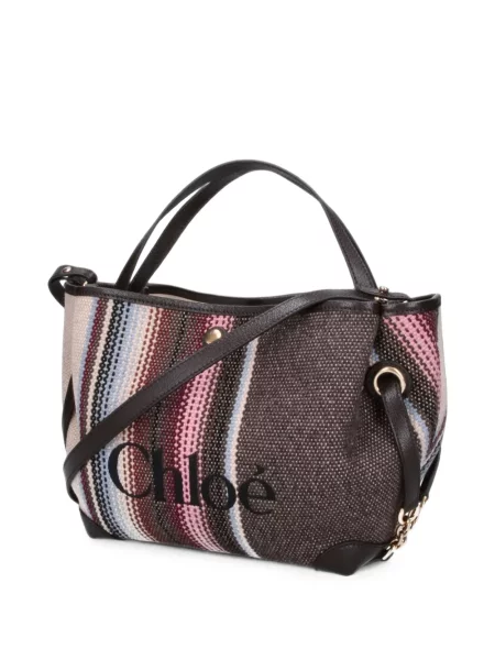 Geantă shopper Chloé cu dungi maro