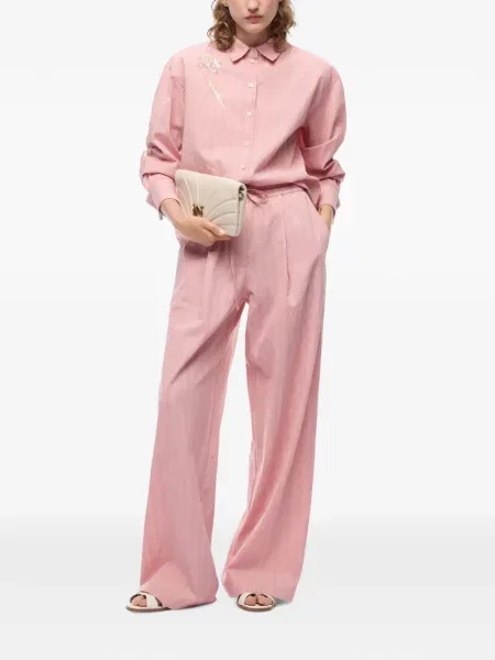 Pantaloni Pinko cu dungi cu cordon roz