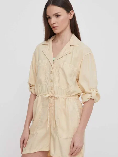 Комбінезон Pepe Jeans Elison з коміром бежевий