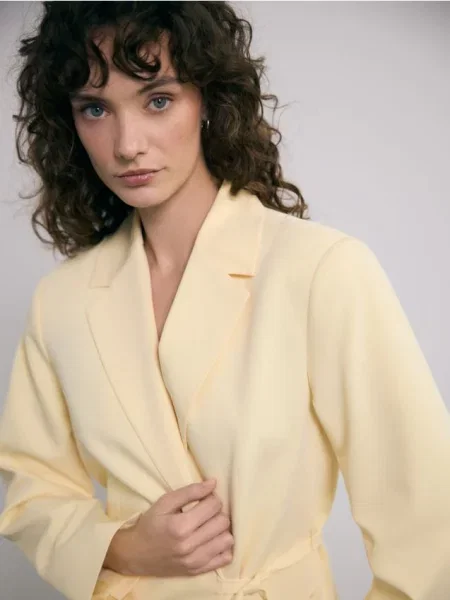 Reserved Sacou cu șnur decorativ galben-deschis galben