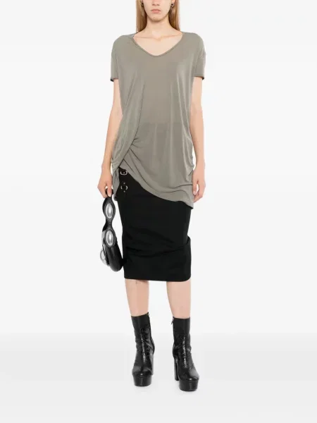 Μπλούζα Rick Owens με λαιμόκοψη v ντραπέ γκρι