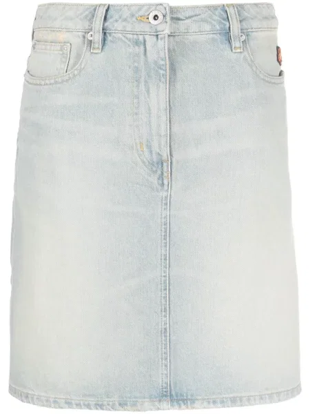 Fustă din denim Kenzo cu model floral albastru