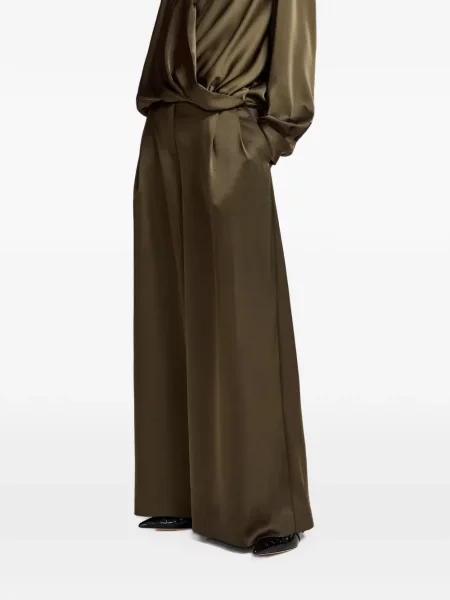 Pantaloni Essentiel Antwerp din satin verde