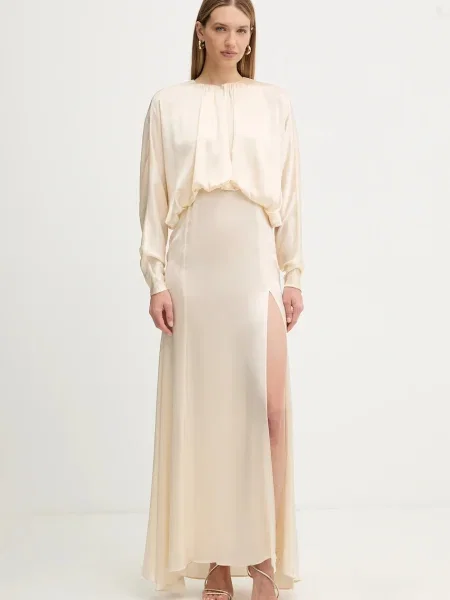 Twinset rochie din mătase bej