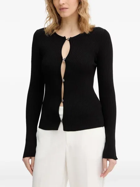 Lung cardigan Guess tricotate negru