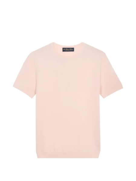 Tricou Brooks Brothers cu decolteu rotund scurt roz