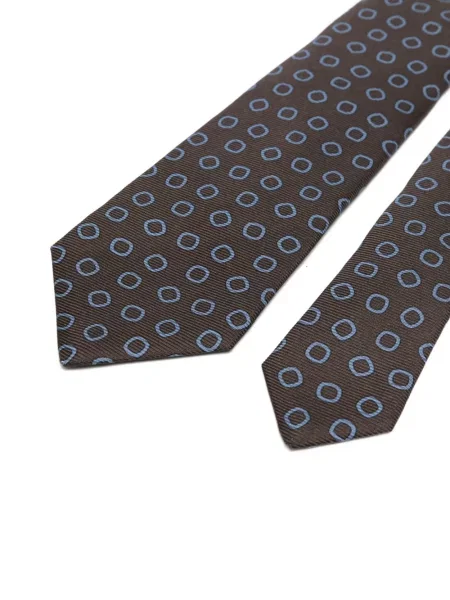 Cravată Kiton cu imprimeu geometric maro