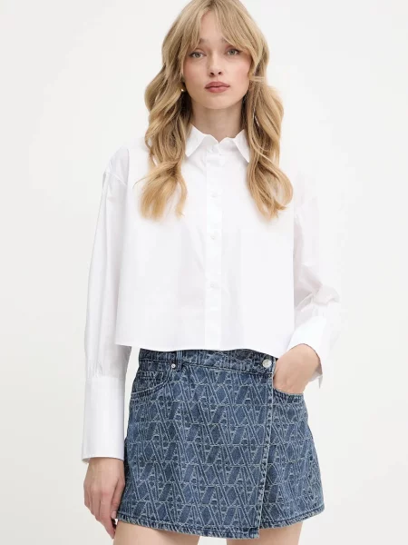 Armani Exchange cămașă din cu guler clasic relaxed alb