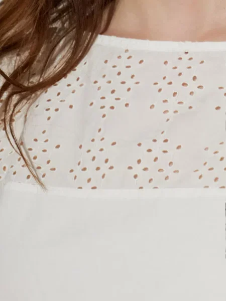 Rochie mini Posse cu broderie alb