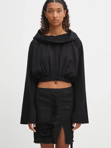 Rick Owens DRKSHDW bluza Cropped Hooded Tunic z kapturem gładka czarny