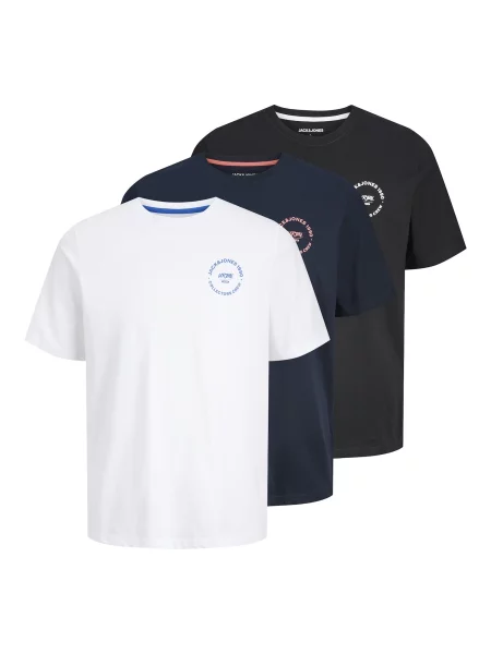 JACK & JONES Tricou JJSimon bleumarin / negru alb
