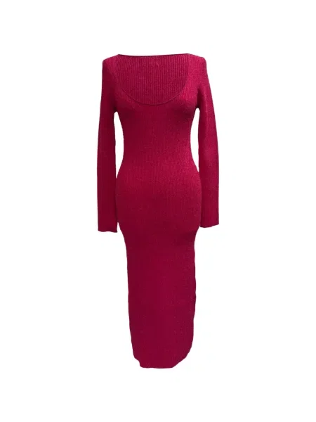 Rochie maxi Ganni tricotate roz