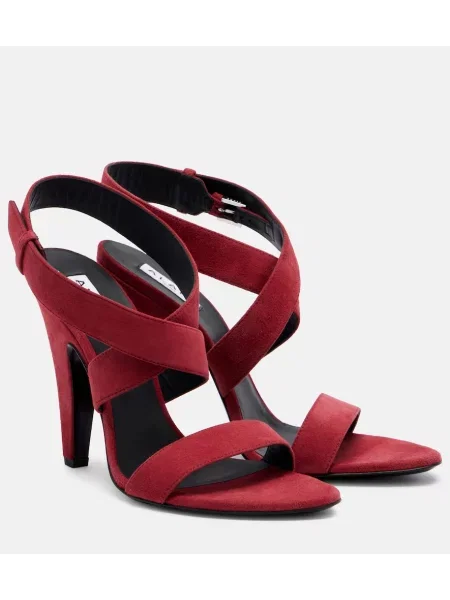 Sandale Alaïa din piele de căprioară slingback roșu