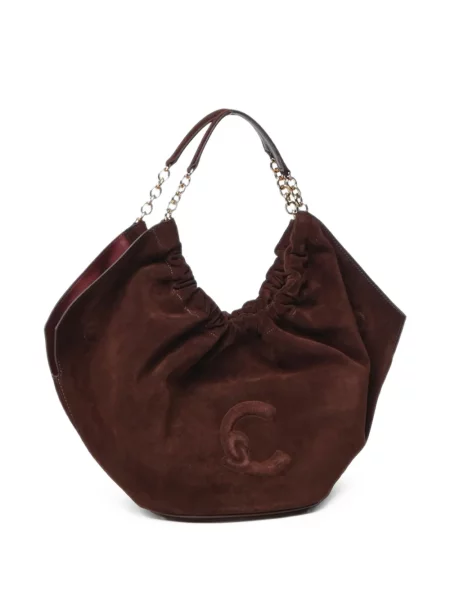 Τσάντα shopper Coccinelle σουέτ με αυτόγραφο καφέ