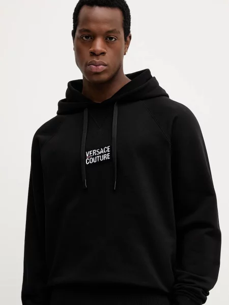Кофта Versace Jeans Couture з капюшоном з аплікацією чорний