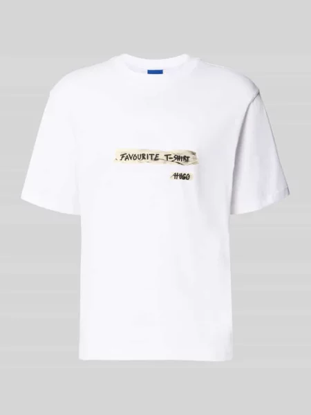 T-shirt o kroju regular fit z czystej bawełny model Naxter' Hugo Blue biała