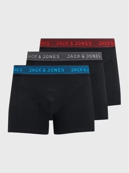 JACK & JONES Boxer trumpikės mėlyna / pilka / raudona juoda