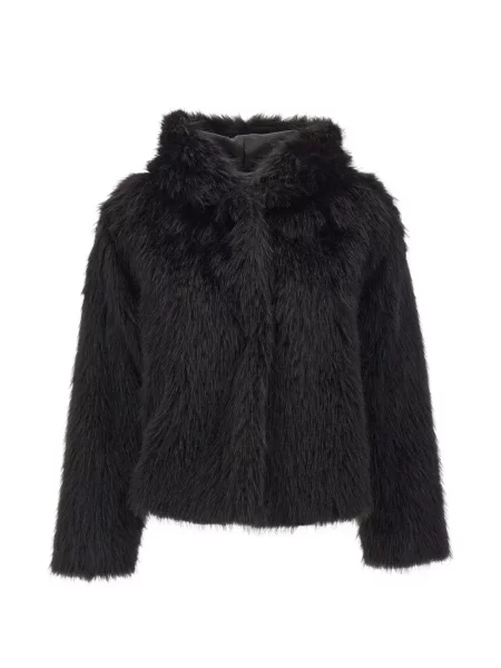 Geacă Kaos cu glugă cu blană negru