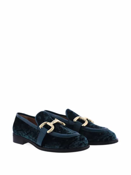 Pantofi loafer Paris Punk de catifea verde