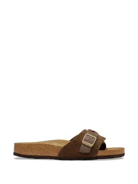 Sandale Birkenstock cu cataramă țesuți maro
