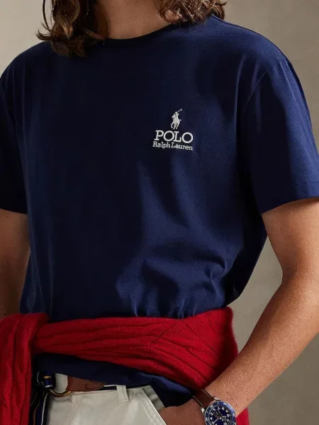 Однотонная футболка Polo Ralph Lauren синяя