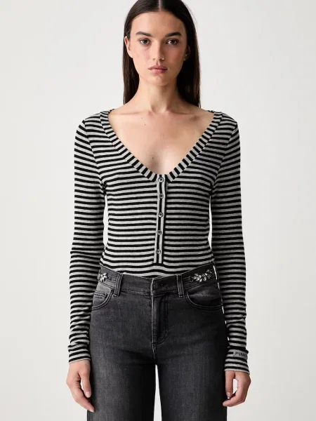 Tricou cu mânecă lungă Pinko de lână gri