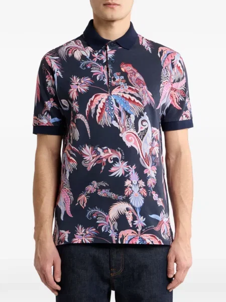 Tricou polo Etro cu imagine albastru