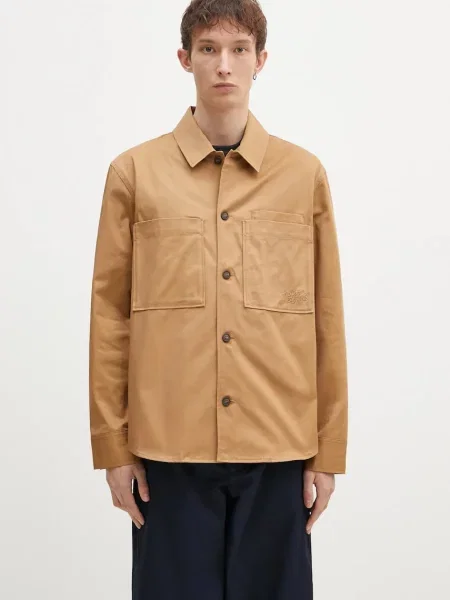 Košulja-jakna Maison Kitsuné Overshirt za prijelazno razdoblje oversize bež