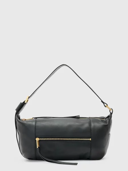 Usnjena torbica AllSaints VEGA črna