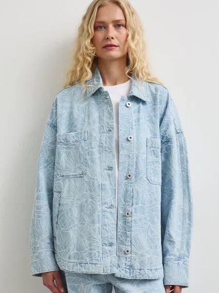 Medicine geacă oversize pentru femei din denim albastru