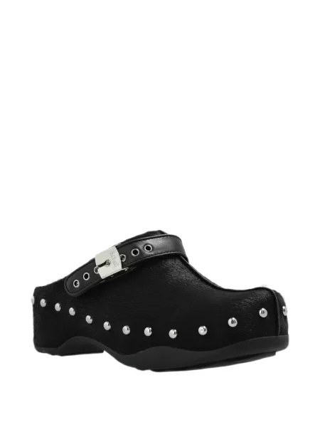 Papuci tip mules Scholl din piele cu tepi negru