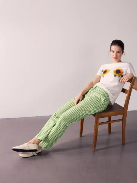 Клетчатые брюки Reserved зеленые