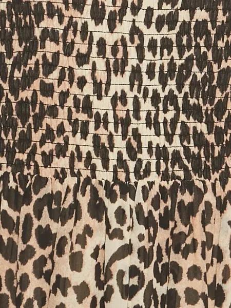 Sukienka maxi Ganni z nadrukiem do kolan garniturowa brązowa