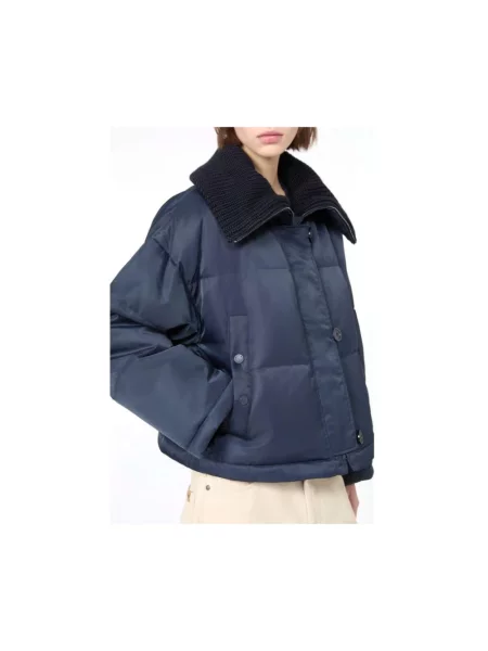 Kurtka puchowa Weekend Max Mara z twillu niebieska