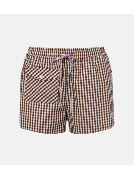 Pantaloni scurți Valentino din poplin maro