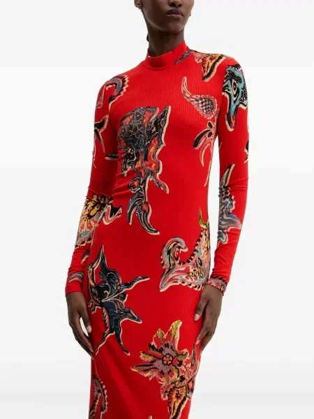 Rochie midi Desigual până la genunchi de costum roșu