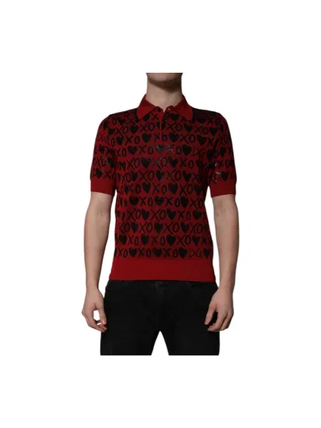 Sweter Dolce And Gabbana z kołnierzem czerwony