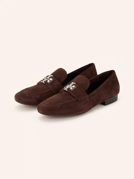 Loafersy Tory Burch zamszowe brązowe